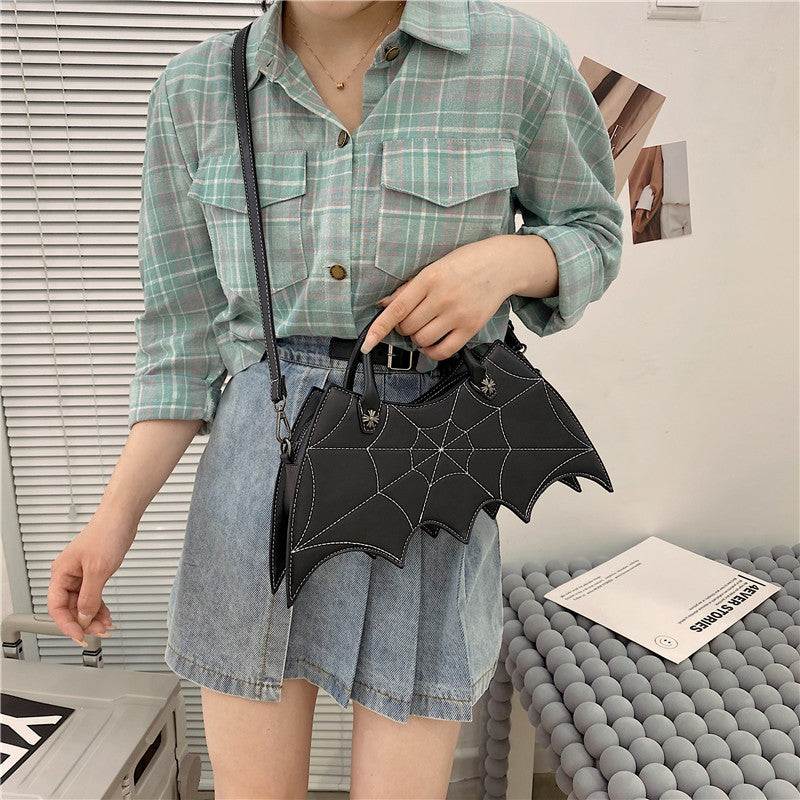 Halloween Spider Web Shoulder Bag – Batgirl-Inspired PU Crossbody Handbag - Noman Store LLC