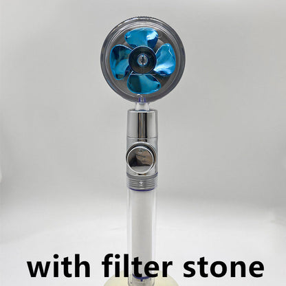 Shower Head Water Saving Flow 360 Degrees Rotating With Small Fan ABS Rain High Pressure Spray Nozzle Bathroom Accessories - NOMAN STORE LLC