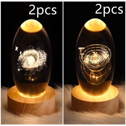 LED Night Light Galaxy Crystal Ball Table Lamp 3D Planet Moon Lamp Bedroom Home Decor For Kids Party Children Birthday Gifts - NOMAN STORE LLC