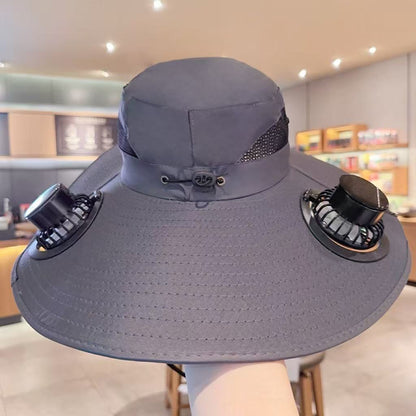 Solar USB Fan Hat with Dual Cooling and Sun Protection - Noman Store LLC