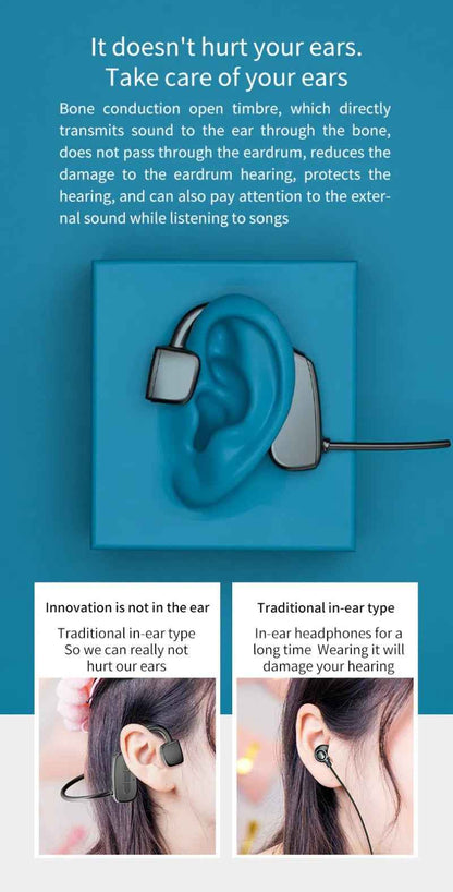 Bone Conduction Headphones Bluetooth 5.1 Wireless Headset Earbuds Outdoor Sport - NOMAN STORE LLC