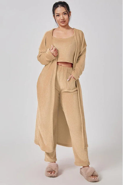 3 Piece Lounge Set, Cute Loungewear, Warm Suit Sets, Matching Set, Lounge Set, 3 Piece Pant Sets, Women Winter Dress - Noman Store LLC