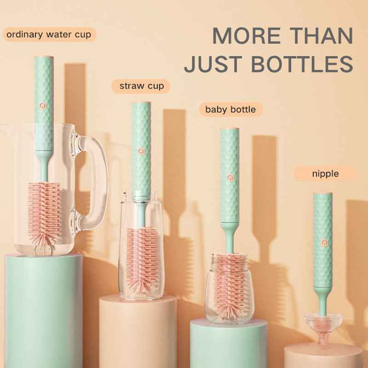Electric Silicone Bottle Brush 360 Degree Rotating Baby Pacifier Cup Pacifier Cleaning Brush Set With Lithium Battery - NOMAN STORE LLC