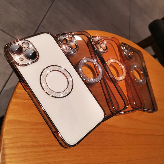 Electroplating Soft Diamond Ring Phone Case Drill Leakage Standard Mobile Phone Case Lens Film - NOMAN STORE LLC