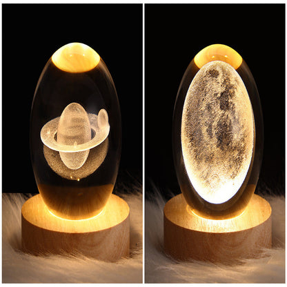 LED Night Light Galaxy Crystal Ball Table Lamp 3D Planet Moon Lamp Bedroom Home Decor For Kids Party Children Birthday Gifts - NOMAN STORE LLC