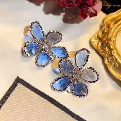 Women's European And American Exaggerated Crystal Flower Earrings - NOMAN STORE LLC
