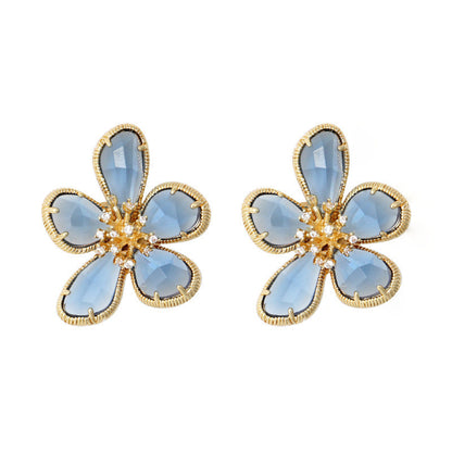 Women's European And American Exaggerated Crystal Flower Earrings - NOMAN STORE LLC