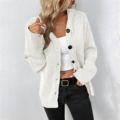 Ins Single-breasted Hooded Sweater Women's Solid Color Cardigan Coat Clothing - NOMAN STORE LLC
