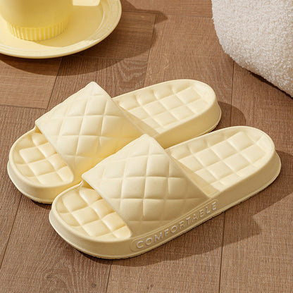 Men's Home Slippers With Plaid Design Soft-soled Silent Indoor Floor Bathing Slippers Women House Shoes Summer - NOMAN STORE LLC