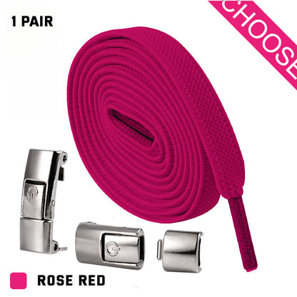 Press Lock Shoelaces Without Ties Elastic Laces Sneaker 8MM Widened Flat No Tie Shoe Laces Kids Shoelace For Shoes - NOMAN STORE LLC