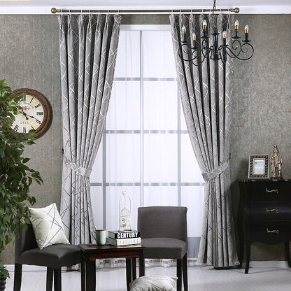 Solid Color Simple Modern Light Luxury Living Room Chenille Blackout Curtains - NOMAN STORE LLC