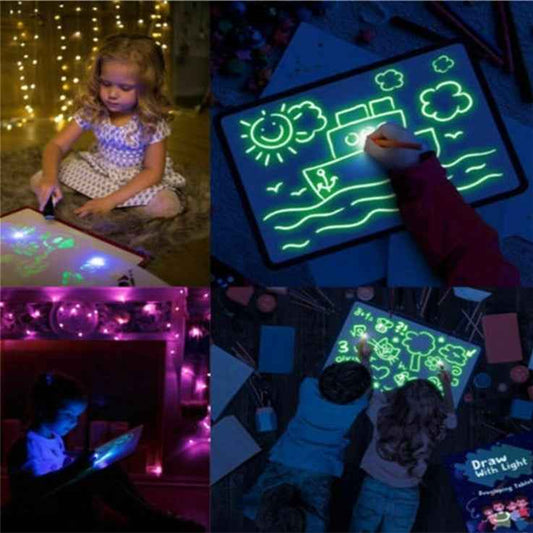 Educational Toy Drawing Pad 3D Magic 8 Light Effects Puzzle Board Sketchpad - NOMAN STORE LLC