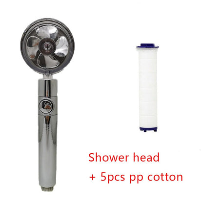 Shower Head Water Saving Flow 360 Degrees Rotating With Small Fan ABS Rain High Pressure Spray Nozzle Bathroom Accessories ee6ad923-2b7b-4712-b40a-56ca865e559c