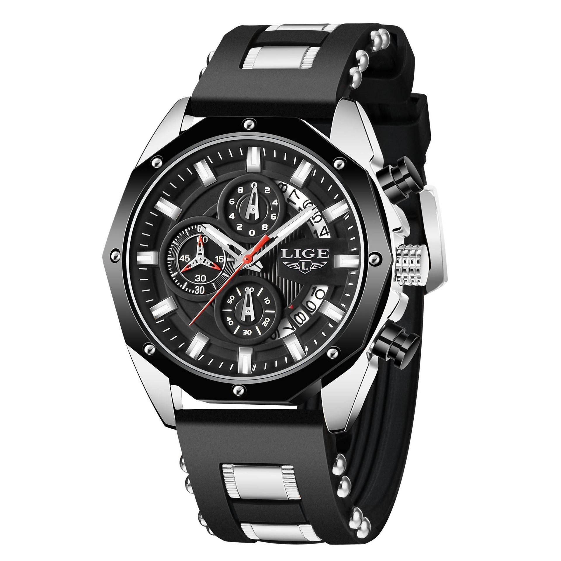 Fashion Mens Watches Top Brand Luxury Silicone Sport Watch Men Quartz Date Clock Waterproof Wristwatch Chronograph - NOMAN STORE LLC