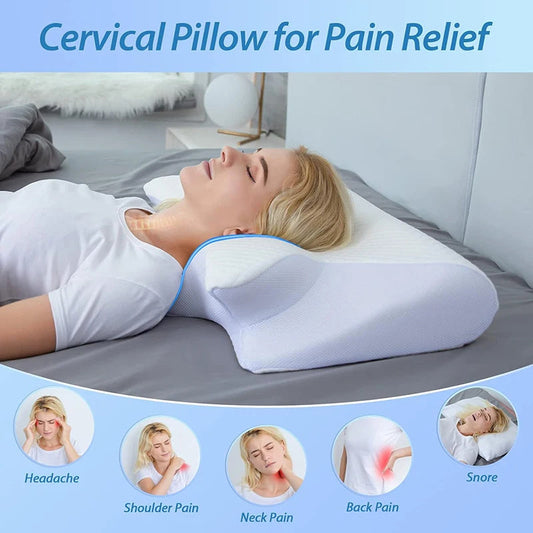 Memory Foam Cervical Pillow, 2 In 1 Ergonomic Contour Orthopedic Pillow For Neck Pain, Contoured Support Pillows,Neck Pillow - NOMAN STORE LLC
