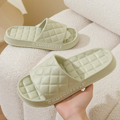 Men's Home Slippers With Plaid Design Soft-soled Silent Indoor Floor Bathing Slippers Women House Shoes Summer - NOMAN STORE LLC