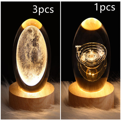 LED Night Light Galaxy Crystal Ball Table Lamp 3D Planet Moon Lamp Bedroom Home Decor For Kids Party Children Birthday Gifts - NOMAN STORE LLC